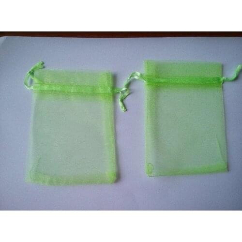 100pcs 10*15cm Green gift bags for jewelry/wedding/christmas/birthday Organza Bags with handles Packaging Yarn bag