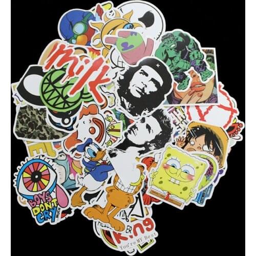 100Pcs / Lot Style C Pvc Waterproof Cartoon Style Funny Stickers For Laptop Motorcycle Skateboard Luggage Decal Toy Sticker