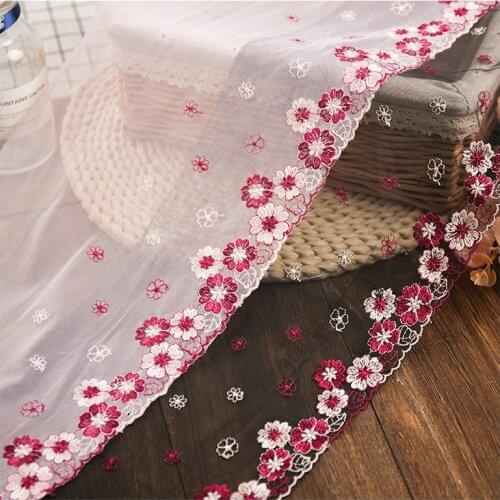 20Yards Exquisite Flower Lace Fabric Embroidery Pink Black Trim for Sewing Craft Materials Dress Clothing Accessories 20cm