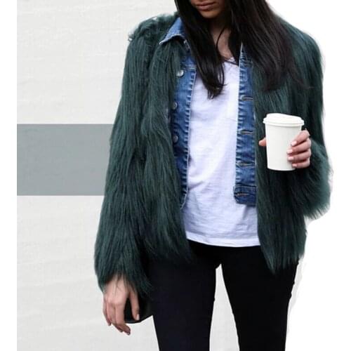 2020 Winter Fake Fur Coat Women Faux Fur Coat Pink Fur Jacket Long Sleeve Fluffy Outerwear Warm Furry Jacket Coat Hairy Overcoat