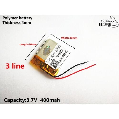 3 line Good Qulity 3.7V,400mAH,403030 Polymer lithium ion / Li-ion battery for TOY,POWER BANK,GPS,mp3,mp4