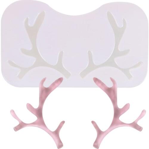 3Pcs Antlers Necklace Pendant Hairpin Epoxy Resin Silicone Mold Jewelry Tools