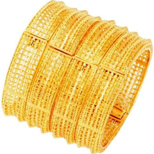 4pcs/lot wedding jewelry Dubai bangles for women Ethiopian Gold Color bangles&bracelets Middle East African Jewelry gifts