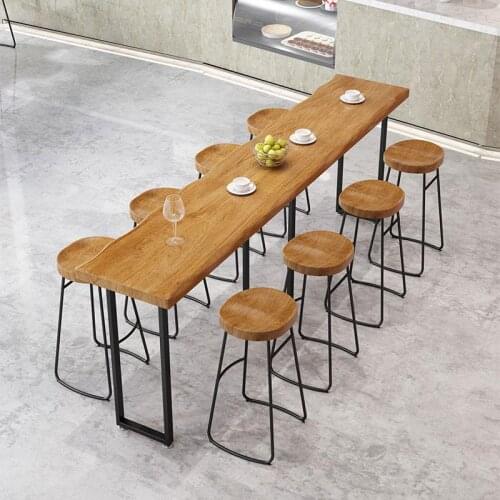 Bar Table, Solid Wood Table And Chair Combination, Domestic Long Bar Against The Wall, Table And Chair Creative Coffee