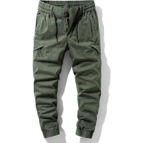 New Solid Color Cargo Pants Men Casual Japanese Elastic Waist Cargo Pants Loose Big Size Harem Pants Men Cargo Pants