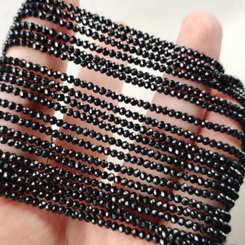 LOOSE BEADS Black Spinel round faceted 2-8mm wholesale for DIY jewelry necklace 38cm Making