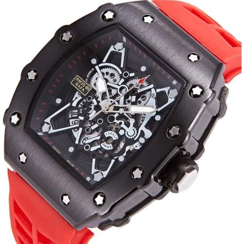 New Big Dial Mens Watch Waterproof Tonneau Sport Watches Mens Quartz Watch Male Watches Square Watch Multifunctional Miller