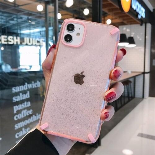 For iPhone 11ProMax phone case Loose powder transparent Protective shell for iPhone 8 7 Plus X XR XS XSMAX X Anti dropping shell