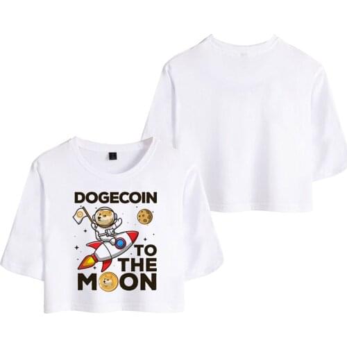 Dogecoin T Shirt To The Moon Funny Cartoon Tops Women Aesthetic Sexy Tshirt Kawaii 90s T Shirt Graphic Top Tees