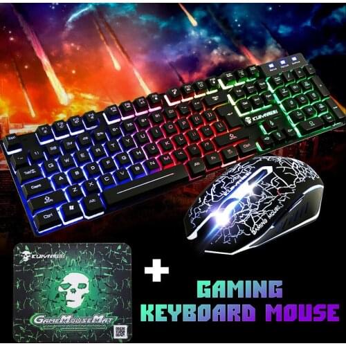 T6 Rainbow Backlight Usb Ergonomic Gaming Keyboard and Mouse Set for PC Laptop Accessories Teclado Numérico