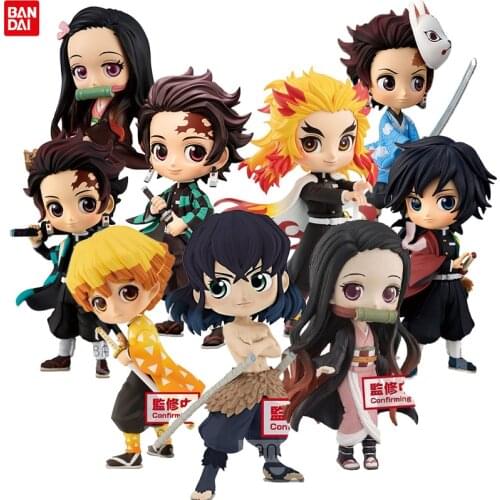 15cm Bandai QPosket Demon Slayer Kamado Tanjirou Nezuko Agatsuma Zenitsu Hashibira Inosuke PVC Anime Action figure Model Kid Toy