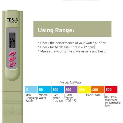 TDS-3 Meter Water Quality Tester Temperature PPM Monitor Aquarium Dissolved Solids Detector Pen Lab TDS Equipment For Hydroponic