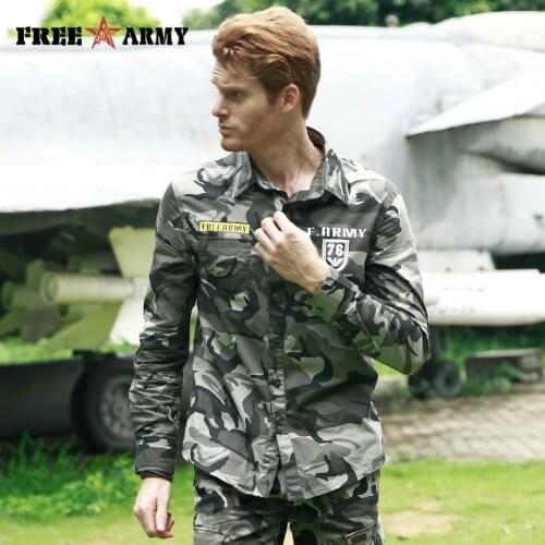 Free Army Brand Printing Camouflage Casual Shirts Autumn 2017 Fashion Cotton Blouse Shirt Long Sleeve Men Camo Shirts MS-6622C