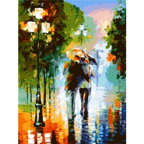 Love In The Rain Painting By Numbers Fox Animal Oil Painting Wall Art Coloring By Numbers On Canvas Kits Handpainted Gifts