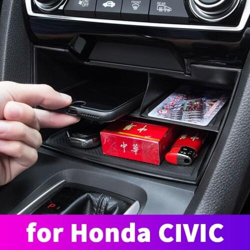 In-vehicle central control storage box tiered storage box lattice For Honda Civic 10th 2016 2017 2018 2019 Car Accessories