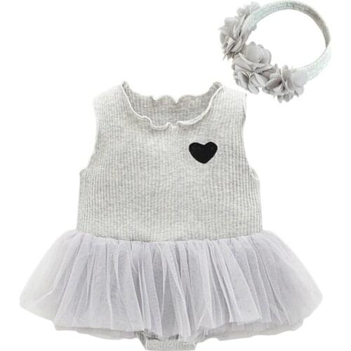 Summer Baby Girls Clothes Set 100% Cotton High Quality Bodysuit+Headband Infant Girls Clothing Lovely Cute Priness Baptism Set