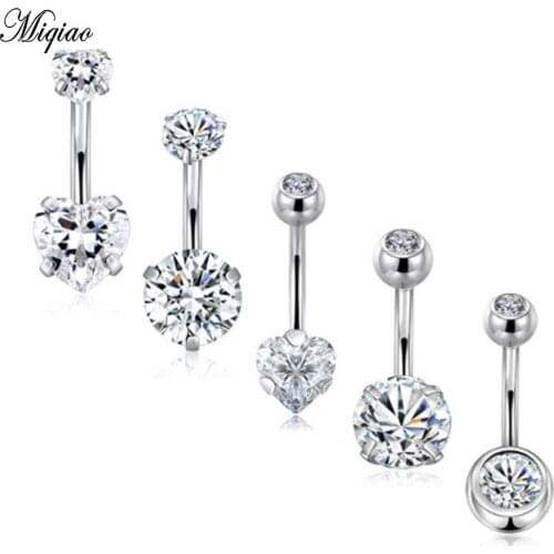 Miqiao Stainless Steel 5 pcs Set Navel Piercing Round Pendant Belly Button Rings Piercing Jewelry For Women Gift