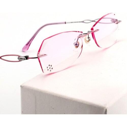 090 women rimless eyeglasses frame Diamond-cut rimless glasses RXable titanium eyeglasses frames for women prescription eyewear