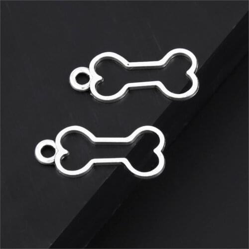 30Pcs Silver Color Hollow Dog Bone Charms Finding Puppy Pet Pendant Necklaces llaveros mujer Jewelry Wholesale 25X11mm A3267