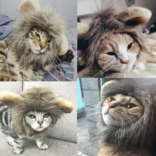 Lion Mane Costume Cat Pet Wigs with Ears Cute Funny Dog Cat Pet Wigs, with Ears Headdress for Holiday Cosplay Party Hot