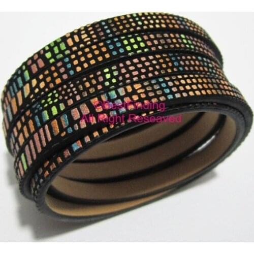 5x2mm Flat leather cord Light mixed 5mm stereoscopic leather cord