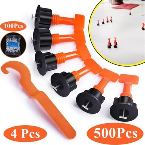 Premium Tile Leveling Kit 100x Tile Leveler Spacers + 4 Wrenches + 500x(2mm)Tile Spacers Reusable Tile Installation Dowel Tool