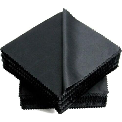 Seemfly 10 Pcs 14x14 cm Microfiber Glasses Cloth Sunglasses Eyewear Cleaning Cloth Black For Lens Phone Screen Cleaning Wipes