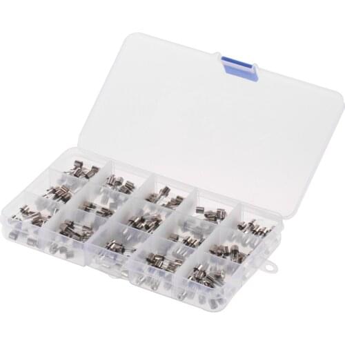 15Kinds 150pcs 5*20 Fast-blow Glass Tube Fuses Car Glass Tube Fuses Assorted Kit 5X20 with Box fusiveis 0.1A-30A Household Fuses