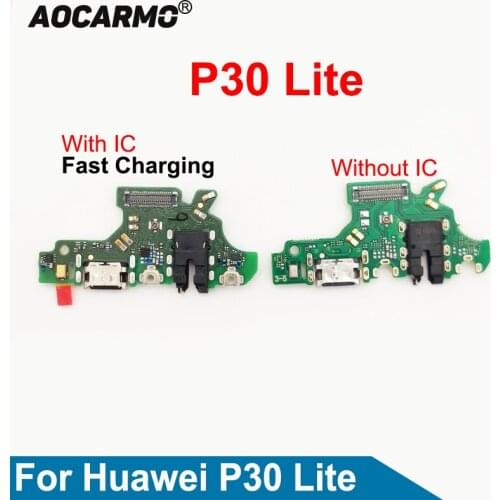 Aocarmo For Huawei P30 Lite Nova 4e USB Charging Port Connector Charger Plug Dock Mic Microphone With Headphone Jack