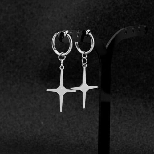 WOWTIGER Titanium Steel Cross Do Not Fade Men`s Earring Jewellery Accessory No Pierced Earrings For Women 1pc Party Gift