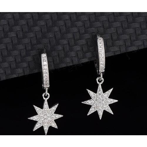 Japan And South Korea Temperament Short Section Rice Word Earrings Female S925 Sterling Silver Sweet Flowers Snowflakes