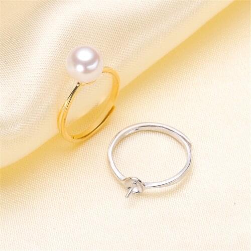 Wholesale Classic 925 Silver Ring Accessories Settings Adjustable Blank Pearl Ring Setting Base For Women Diy Jewelry Making