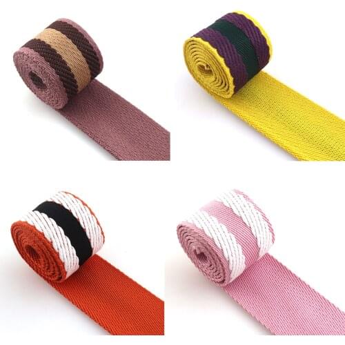 1.5 ''Colorful Cotton Webbing Stripe Webbing Fabric Key Fobs Strap Webbing Bag Strap for Totes, Backpacks accessories 3 yards