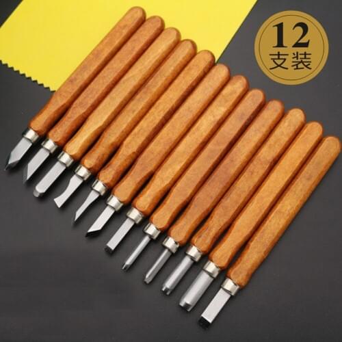 12PCS Carving Knives Hand-made Wood Carving Knives Rubber Carving Set Wood Carving Tools