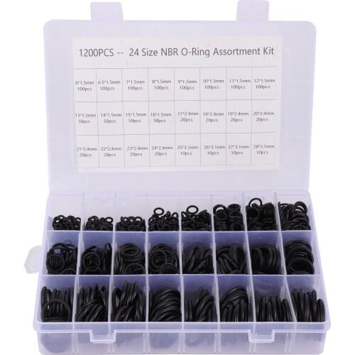 1200 Pcs Rubber Rings Gasket O-Ring Washer Seals 24-Sizes NBR O-Ring Assortment Kit With Plactic Box O-Ring Kit Pipe Fittings