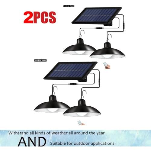 2 pcs remote 30 led 2 head Retro Lampshade LED Solar Light Solar Emergency Lamp Outdoor Indoor Waterproof Camping Terrace Garden