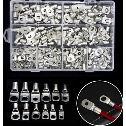 240PCS Automotive Copper Ring Terminals Lug Electrical Wire Welding Terminals Cable Crimp Connectors Assorted Set