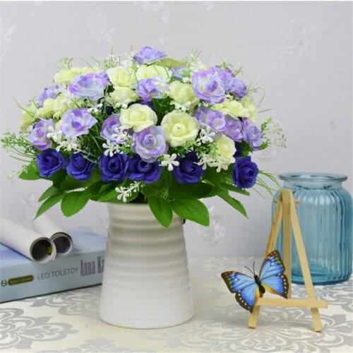 32cm Rose Pink Silk Peony Artificial Flowers Bouquet 15 Big Head and 8 Bud Cheap Fake Flowers for Home Wedding Decoration indoor