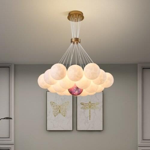 3D Printing Dining Living Room LED Chandelier Lighting Modern Moon Creative Hanging lights Bedroom Home Decoration fixtures