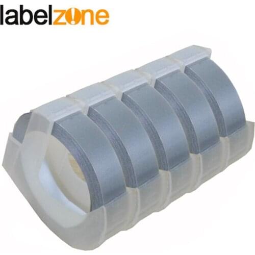 5pcs 9mm Silver 3D Embossing PVC Label Tape Compatible Dymo 1610 12965 Manual Label printer for Motex E101 Label Maker