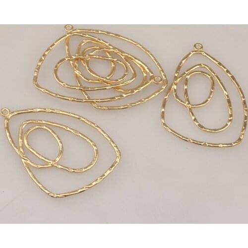 6pcs/lot 60*40mm Zinc Alloy Gold Geometric Hollow Water Drop Charms Linker Connector For DIY Exaggerated Earrings Accessories