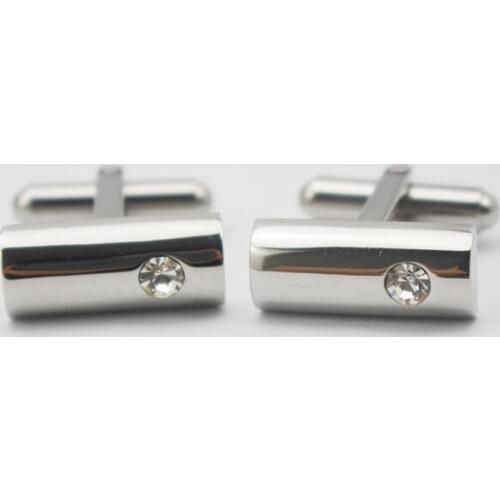 Shiny Silver Color 316L Stainless Steel Cufflinks Royal Classic Crystal Cufflinks Male French Nail Sleeve Shirt Cufflink