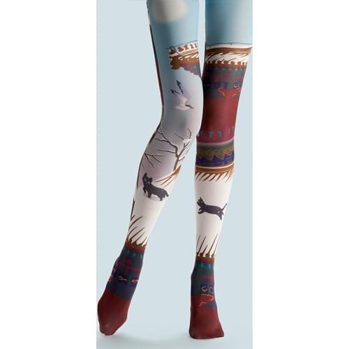 2020 Real Fishnet Stockings Medias De Mujer Woman Tights Pantyhose Fashion for Creative Pattern Original Design Printing Female