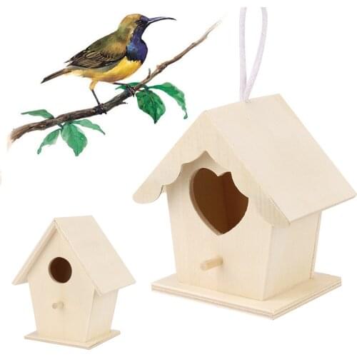 Wooden Mini Bird Cage Outdoor Hanging Birdhouse Box Garden Bird Cages Home Yard Decoration Bird Products Wooden Bird Parrot Nest