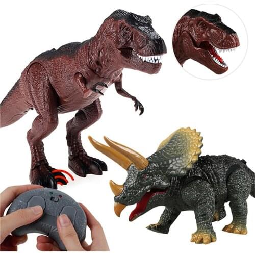 Dinosaur Toy Remote Control Tyrannosaurus Rex Triceratops Moving Walking Electronic Simulation Animal Model Children Boys Gift