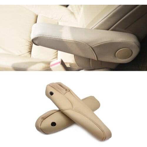 For Honda CRV 2007 2008 2009 PU Leather with Sponge 2pcs Car Interior Side Seat Armrest Handle Cover Protection Trim Beige