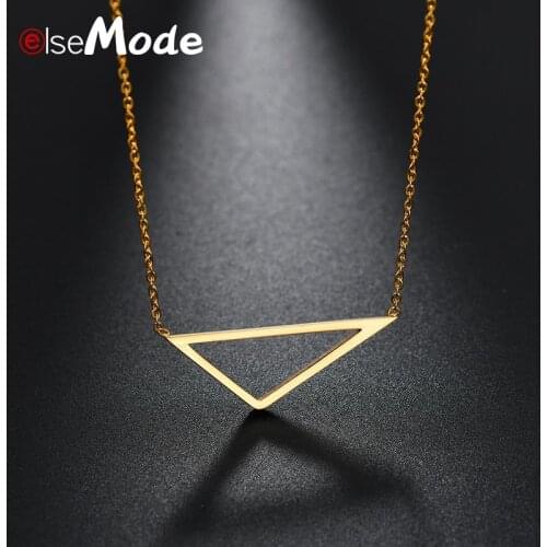 ELSEMODE Classic Simple Geometry Necklace Stainless Steel Tiny Triangle Geometric Pendant Necklace Women Girls Outdoor Jewelry