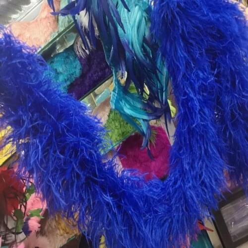 Hot Selling Wholesale 10 Meters Long 5 Layer Blue Ostrich Feather Weddings Parties Home Improvement Scarves Decoration