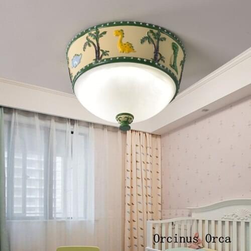 Creative color painting dinosaur ceiling lamp boy bedroom childrens room lamp cartoon color LED color resin ceiling lamp