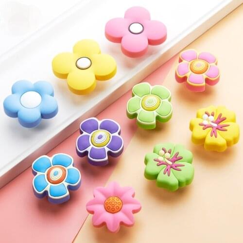 Creative Cartoon Environmental Protection Silicone Childrens Room Door Handle Flower Drawer Shoe Cabinet Knob Handle